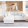Pemberly Row Polyester Upholstered Sectional Loveseat with Ottoman in White