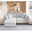 Pemberly Row Polyester Upholstered Sectional Loveseat with Ottoman in Gray