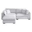 Pemberly Row Polyester Upholstered Sectional Loveseat with Ottoman in Gray