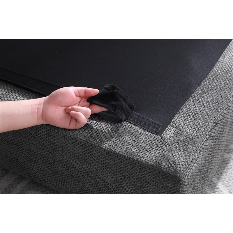 Pemberly Row Polyester Sectional Loveseat with Ottoman in Dark Gray
