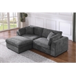 Pemberly Row Polyester Sectional Loveseat with Ottoman in Dark Gray