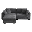 Pemberly Row Polyester Sectional Loveseat with Ottoman in Dark Gray