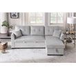 Pemberly Row Corduroy Sleeper Sofa Bed with Storage Chaise in Light Gray