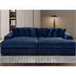 Pemberly Row 105-Inch Corduroy Chaise Sofa Bed Sleeper Lounge in Blue
