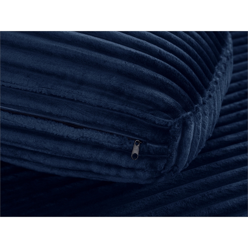 Pemberly Row 105-Inch Corduroy Chaise Sofa Bed Sleeper Lounge in Blue