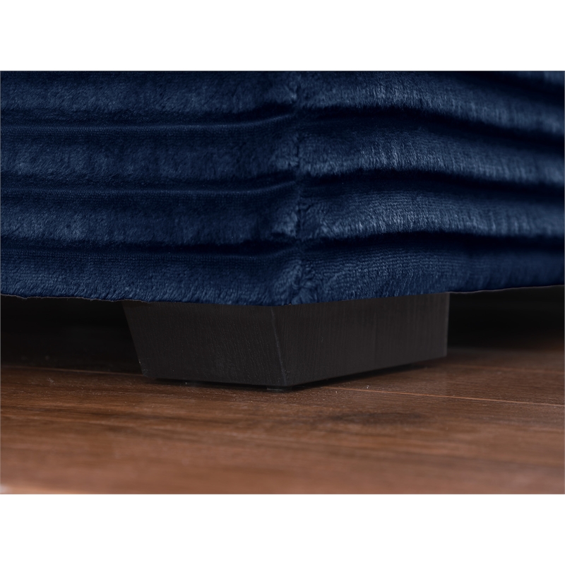 Pemberly Row 105-Inch Corduroy Chaise Sofa Bed Sleeper Lounge in Blue