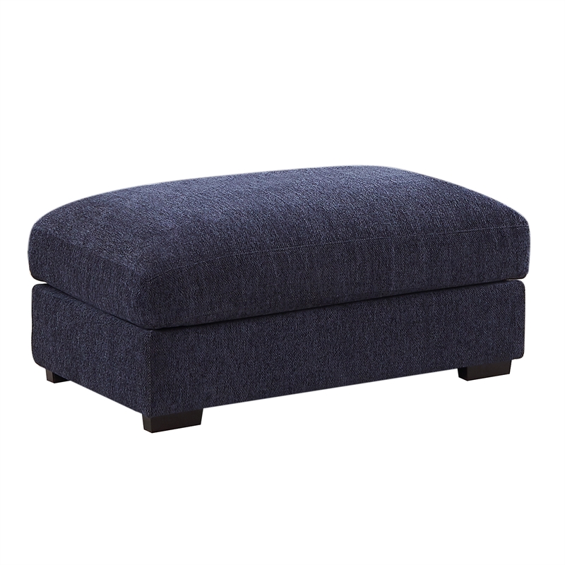 Pemberly Row Chenille Modular Loveseat with Ottoman Chaise in Blue