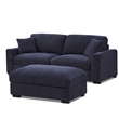 Pemberly Row Chenille Modular Loveseat with Ottoman Chaise in Blue
