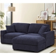Pemberly Row Chenille Modular Loveseat with Ottoman Chaise in Blue