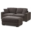 Pemberly Row Chenille Modular Loveseat with Ottoman Chaise in Dark Gray