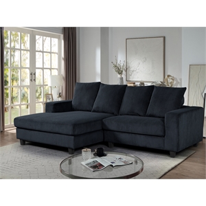 Pemberly Row Corduroy Left-Facing Sleeper Sectional in Dark Gray