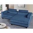 Pemberly Row Corduroy Sleeper Sectional with Right-Facing Chaise in Blue