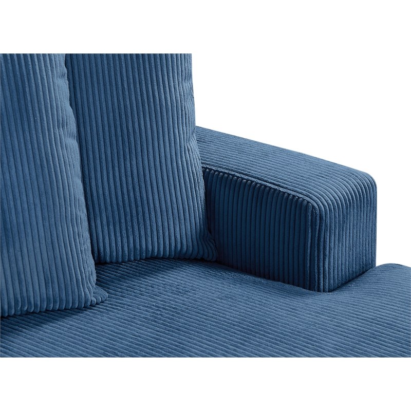 Pemberly Row Corduroy Sleeper Sectional with Right-Facing Chaise in Blue