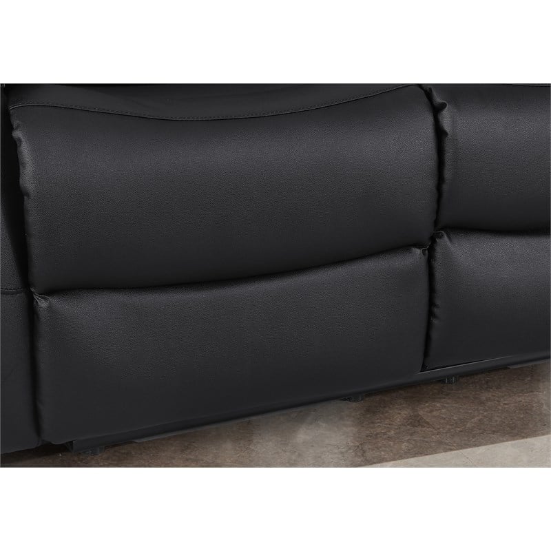 Pemberly Row Leather Power Lift Recliner Armchair for Home Theater in Black