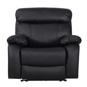 Pemberly Row Leather Power Lift Recliner Armchair for Home Theater in Black