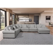 Pemberly Row Polyester 6-Seat Sectional Sofa with Ottoman in Light Gray