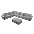 Pemberly Row Polyester 6-Seat Sectional Sofa with Ottoman in Light Gray