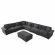 Pemberly Row Polyester 6-Seat Sectional Sofa with Ottoman in Dark Gray