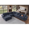 Pemberly Row Sectional Sofa with Ottoman Cup Holder & Charger in Blue