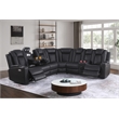 Pemberly Row Faux Leather Recliner with Cup Holder Speaker & USB in Black