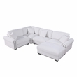 Pemberly Row Polyester 4-Seat Large Sectional Sofa with Ottoman in White