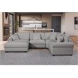 Pemberly Row Polyester 4-Seat Sectional Sofa with Ottoman in Light Gray