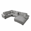 Pemberly Row Polyester 4-Seat Sectional Sofa with Ottoman in Light Gray