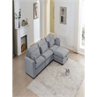 Pemberly Row Corduroy Sectional Sofa with Storage Ottoman in Light Gray