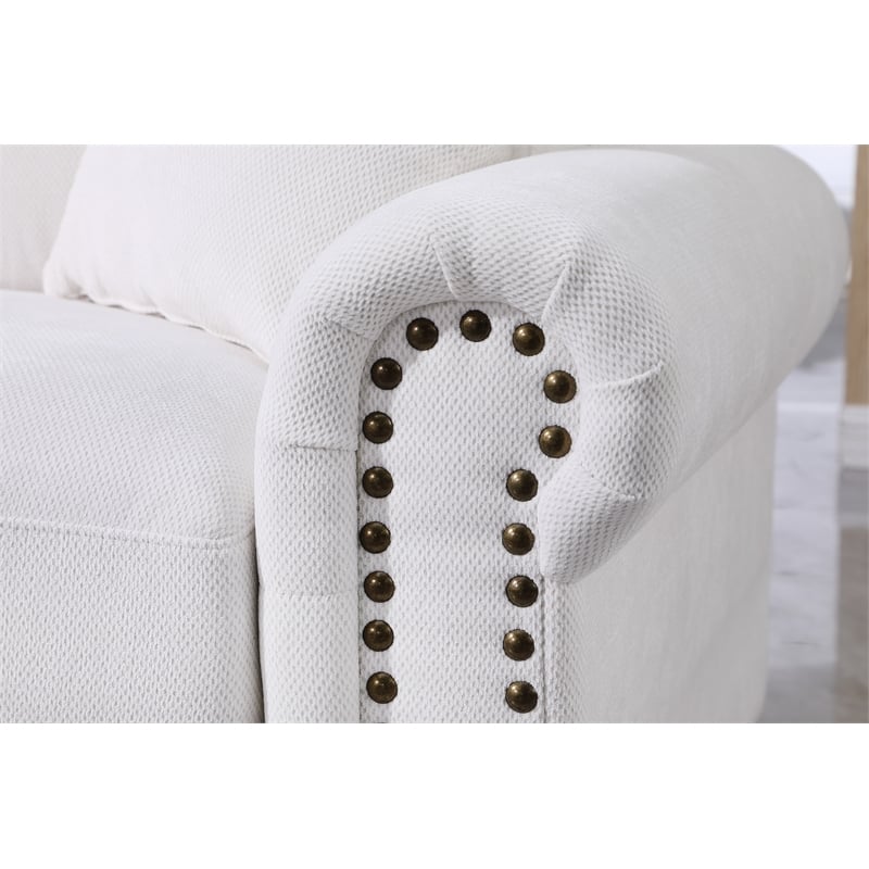 Pemberly Row Modern Polyester Large Sectional Sofa Couch in White