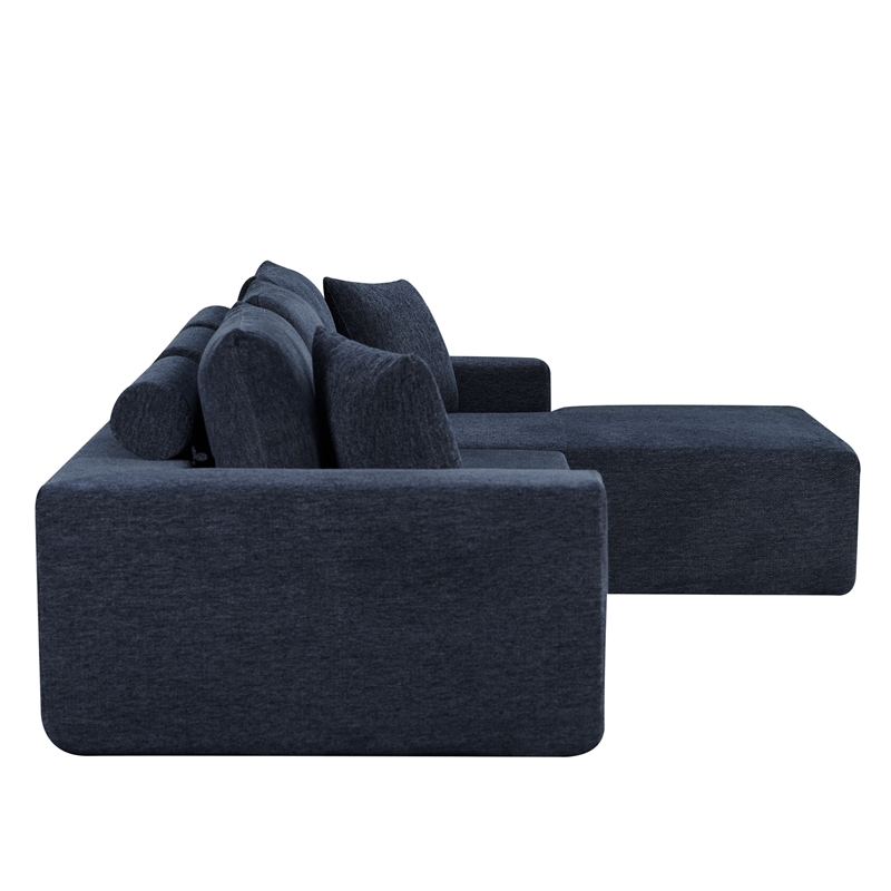 Pemberly Row 108-Inch Chenille Sleeper Sectional Sofa with Chaise in Blue