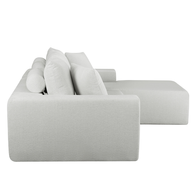 Pemberly Row 108-Inch Chenille Sleeper Sectional Sofa with Chaise in White
