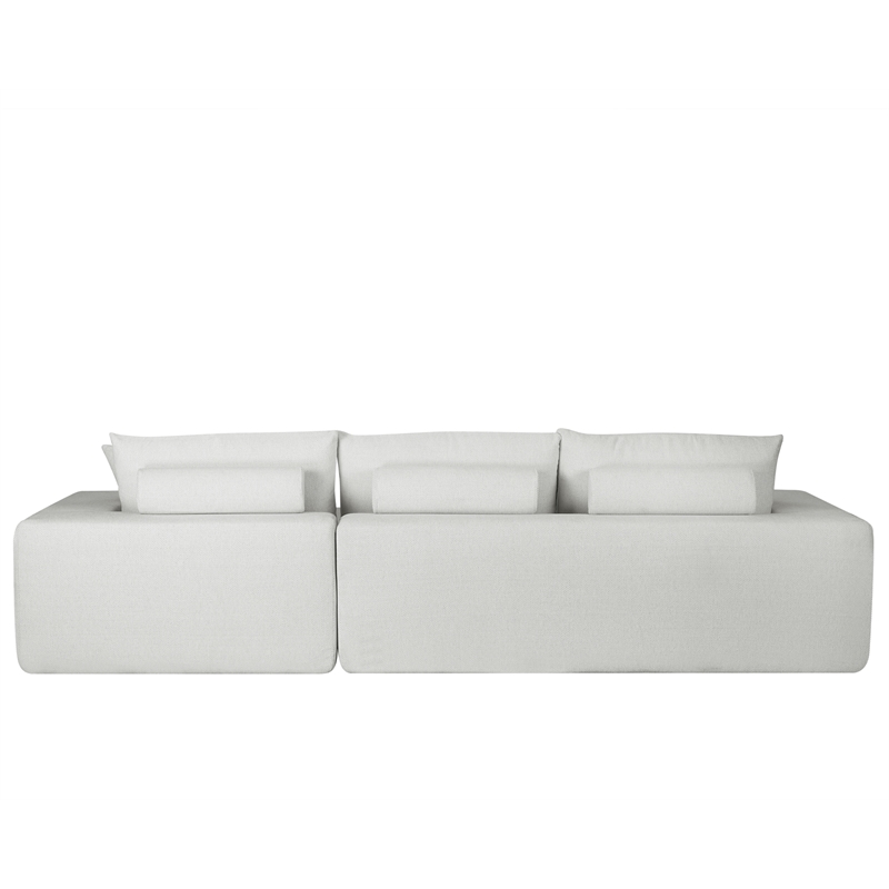 Pemberly Row 108-Inch Chenille Sleeper Sectional Sofa with Chaise in White