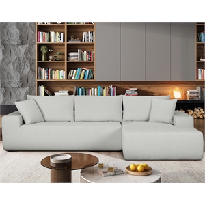 Pemberly Row 108-Inch Chenille Sleeper Sectional Sofa with Chaise in White