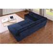 Pemberly Row Corduroy Sleeper Sofa Bed with Storage Chaise in Blue