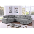 Pemberly Row Corduroy Sleeper Sofa Bed with Storage Chaise in Light Gray