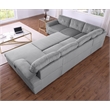 Pemberly Row Corduroy Sleeper Sofa Bed with Storage Chaise in Light Gray
