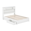 Pemberly Row Full Wood Platform Bed with Storage Drawers in White