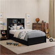 Pemberly Row Twin Wood Platform Bed with Twin Trundle in Black