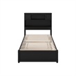 Pemberly Row Twin Wood Platform Bed with Twin Trundle in Black