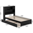 Pemberly Row Twin Wood Platform Bed with Twin Trundle in Black