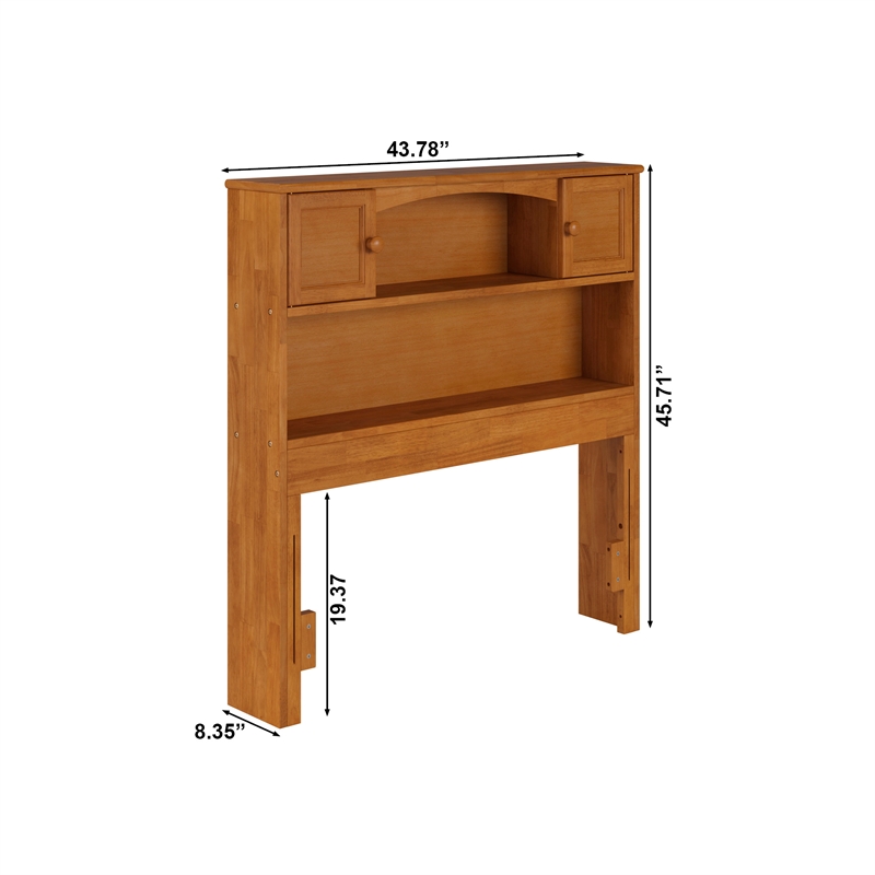 Pemberly Row Twin Wood 2-Shelf Storage Bookcase Headboard in Light Toffee