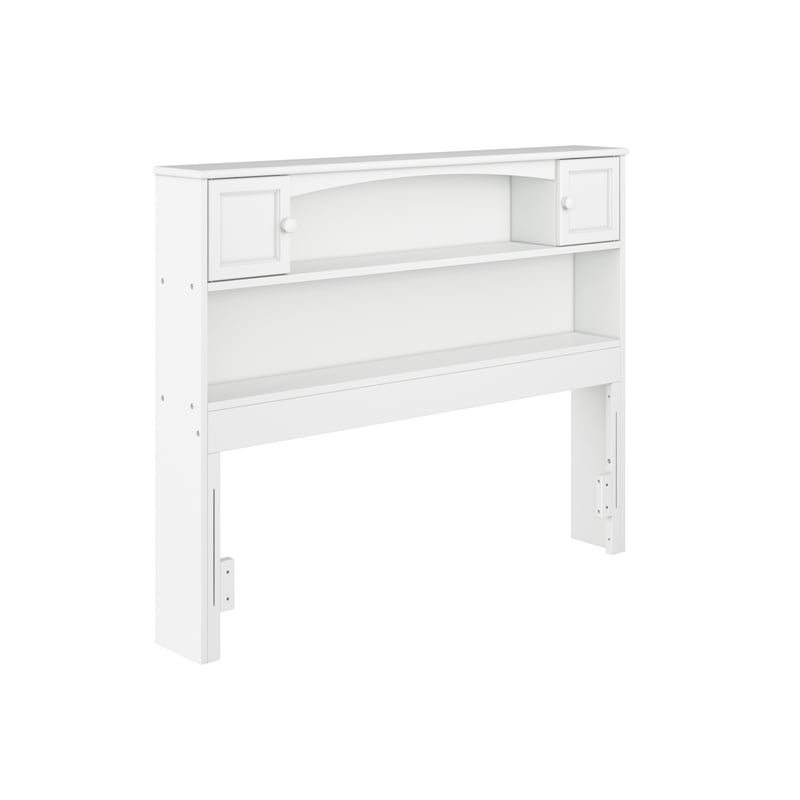 Pemberly Row Full Wood 2-Shelf Storage Bookcase Headboard in White