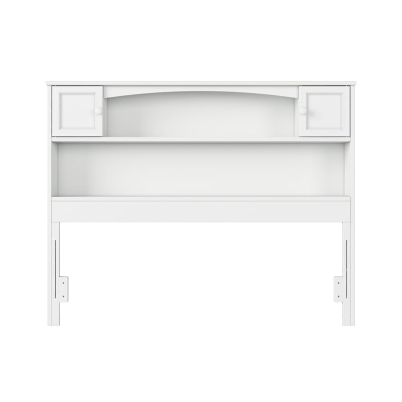 Pemberly Row Full Wood 2-Shelf Storage Bookcase Headboard in White