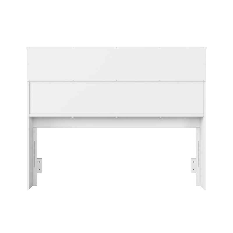 Pemberly Row Full Wood 2-Shelf Storage Bookcase Headboard in White