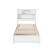 Pemberly Row Twin XL Wood Platform Bed with Twin XL Trundle in White