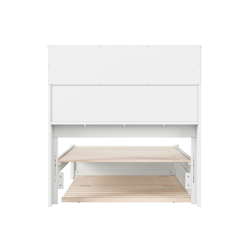 Pemberly Row Twin XL Wood Platform Bed with Twin XL Trundle in White