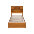 Pemberly Row Twin XL Wood Platform Bed with Twin XL Trundle in Light Toffee