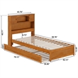 Pemberly Row Twin XL Wood Platform Bed with Twin XL Trundle in Light Toffee