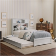 Pemberly Row Twin Wood Platform Bed with Twin Trundle in White