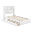 Pemberly Row Twin Wood Platform Bed with Twin Trundle in White